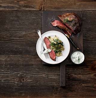 Flat Iron Steak mit Dill dazu Gemuese Pilaw