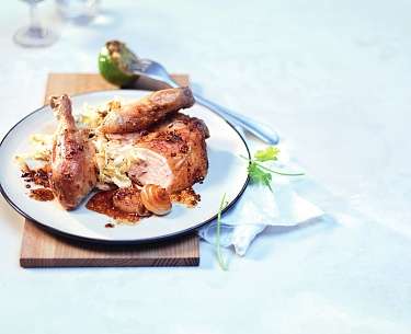 Ganze Poularde mit Sesam Soja Marinade