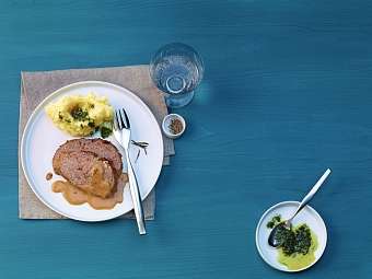 Hackbraten mit Kalbsbraet und getrockneten Tomaten