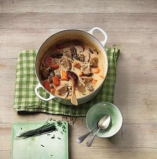 Kalbsvoressen an einer Morchelrahmsauce