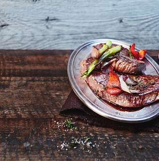 Rumpsteak mit Rotwein