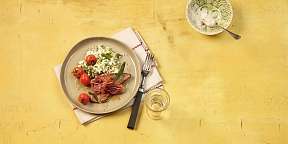 Saltimbocca vom Kalb mit Kraeuterrisotto